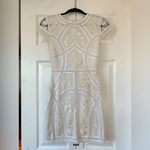Lulus Spread Your Shine White Sequin Embroidered Bodycon Dress XS